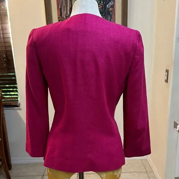 Dana Buchman Raspberry Women's 100% Silk Jacket Size 4 - Picture 9 of 11